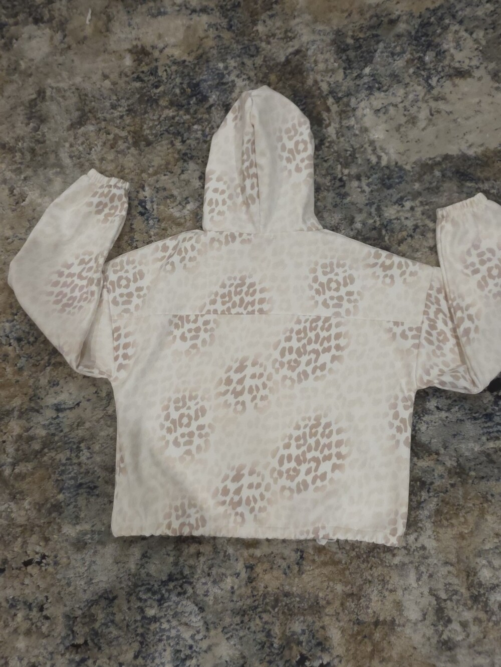 Light Cream Animal Print Hooded Windbreaker Jacket Size Large